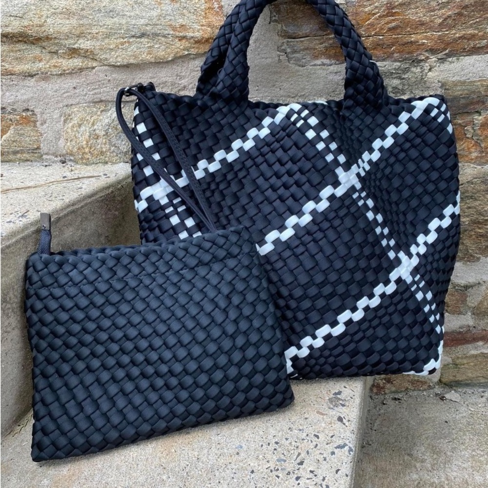 Lemonbella woven tote with wristlet